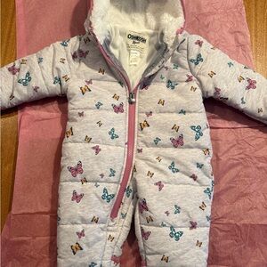 OshKosh B'gosh Gray and Pink Butterfly Kids Footie
